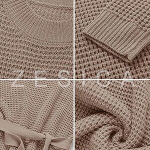 Zesica Waffle Knit Tunic Pullover Sweater Dress in Khaki Size M (8/10)